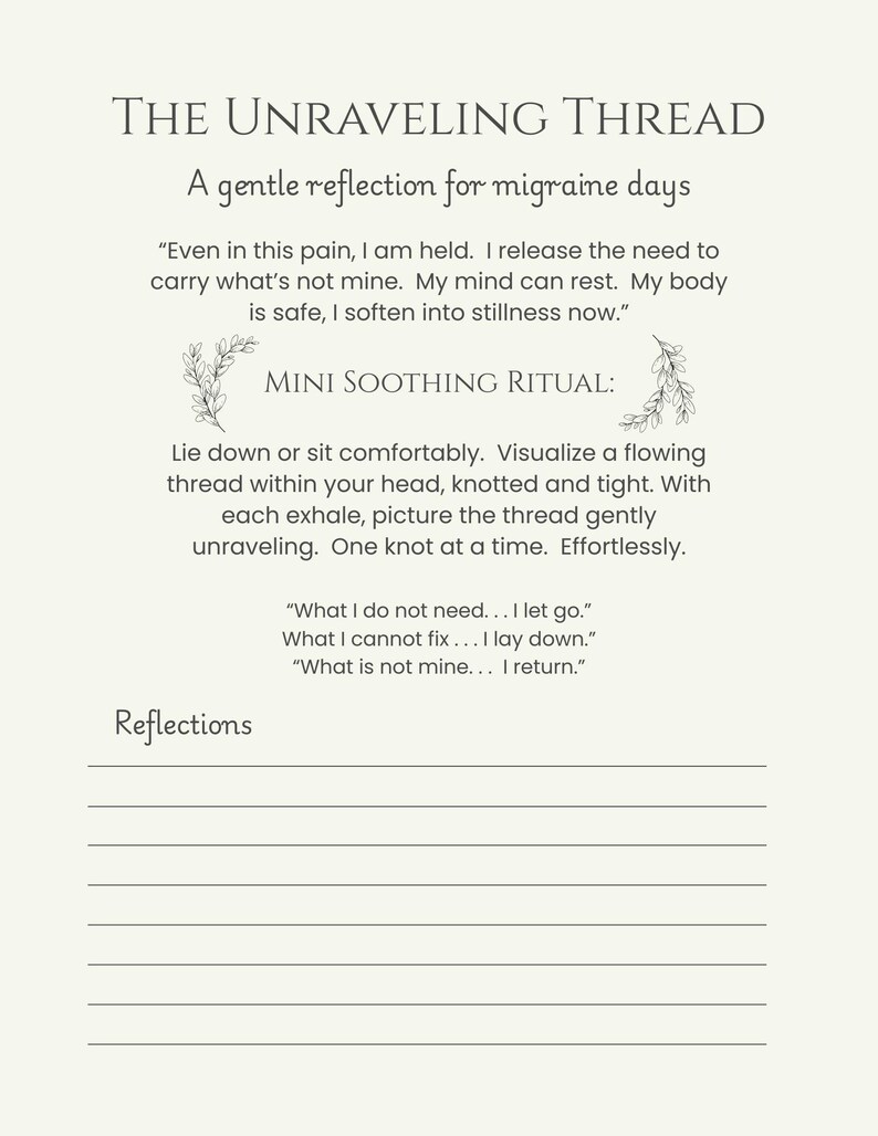 Migraine Journal Printable | Gentle Shadow Work Page for Pain Relief ...