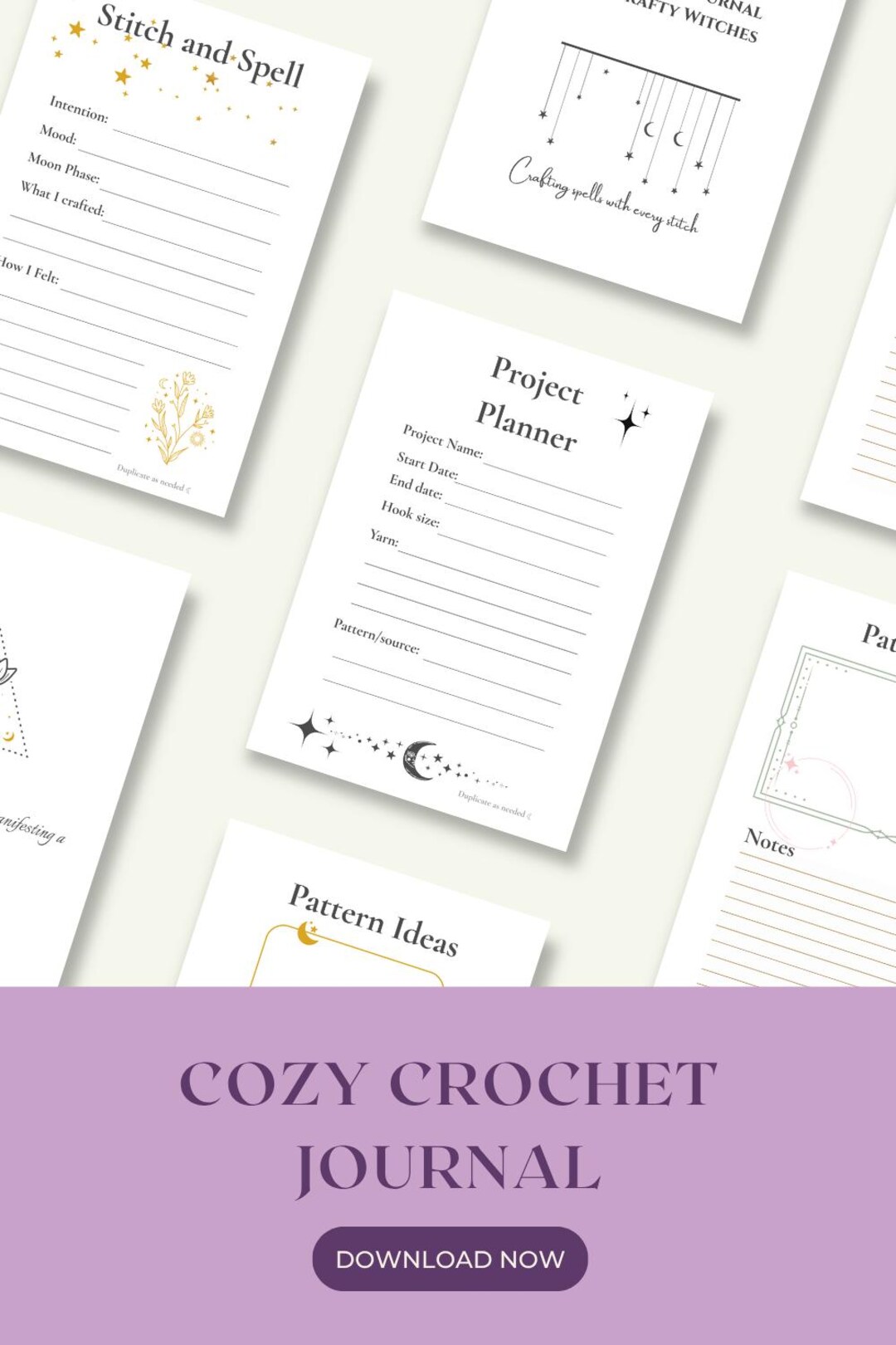 Stitching Journal Pattern Stitch & Spell: A Cozy Crochet Journal | Printable Yarn Tracker ...