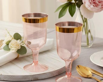 Gold Rim Disposable Wine Glasses - Set of 12