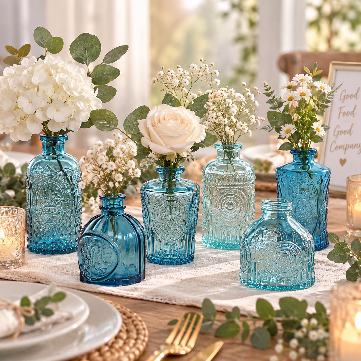 ヴィンテージ　大きな　ガラスボトル　濃い　ブルーグリーン　花瓶　花器 Blue Bottle Glass Vintage Flowers Vase - Etsy