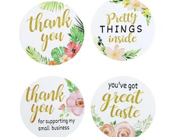 Thank You Stickers Roll: 500 Pink & White Floral Labels for Small ...