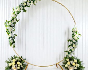 Gold Metal Wedding Arch: 8ft Flower & Balloon Frame (100 Lbs Capacity)