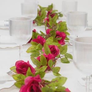 7ft-20 LED Red Rose Flower Garland Vine String Light-Battery Operated