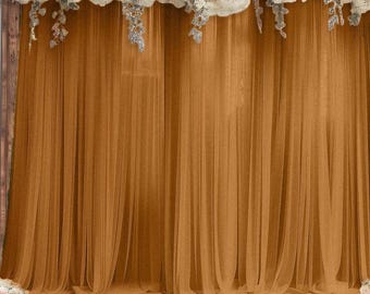 5ft x 14ft-Sheer GOLD Wedding Arch Drape | Arch Decorations-Drapes Backdrop-Ceiling Drapes