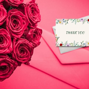 Modelo de cartão de agradecimento floral - Nota de agradecimento para impressão - Download instantâneo - Cartão de agradecimento digital PNG PDF JPEG - Uso comercial ou pessoal