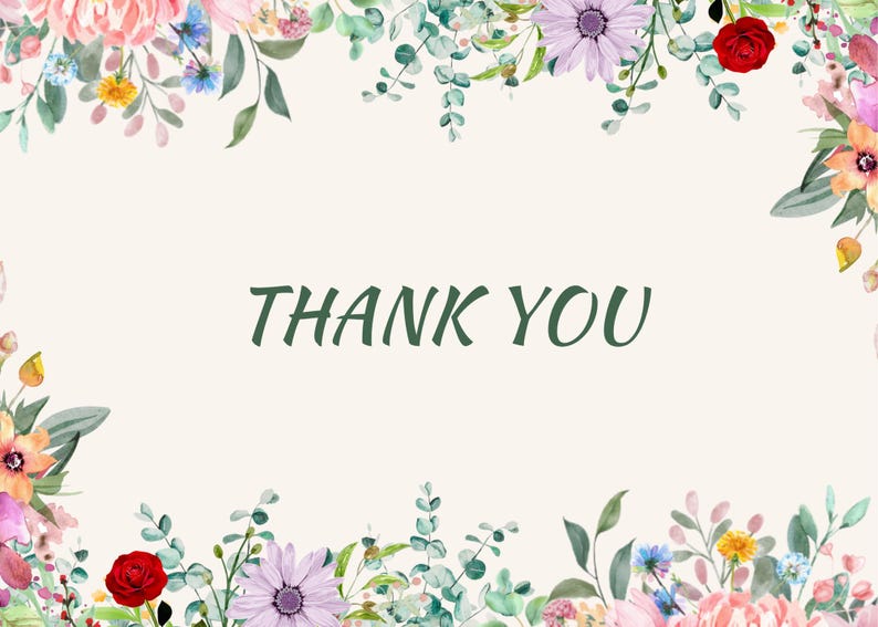 Floral Thank You Card – Printable & Instant Download - Etsy