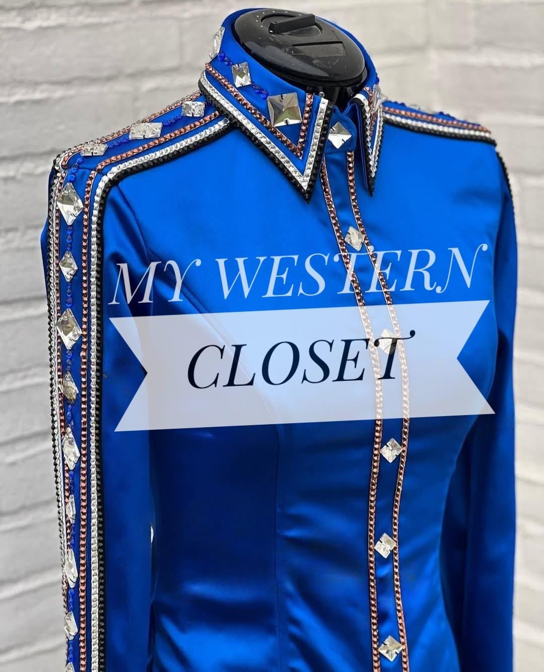 Ensemble Western Mindi - Gilet Et Body Assortis - Royal Blue Et Or - Sur Mesure