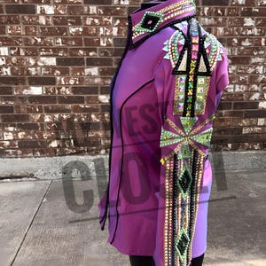 Pink Western pleasure Horse Show Shirt, Horsemanship, Women Rail Jacket, Western Show shirt