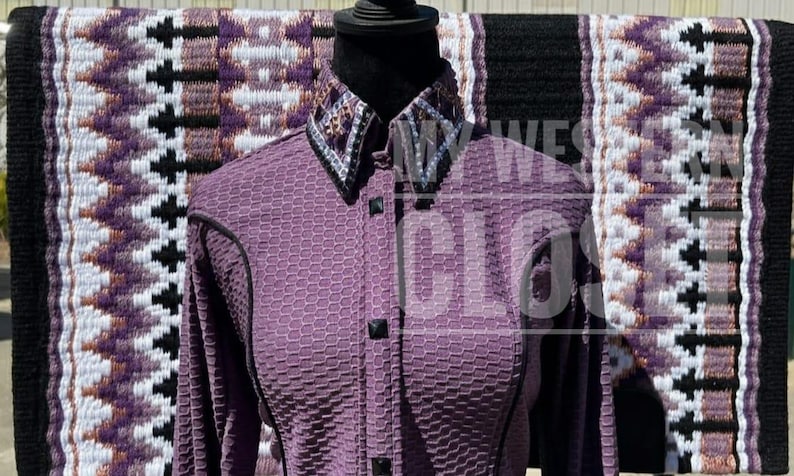 Purple Western Show Shirt with Matching Pad: Preciosa Crystals image 2