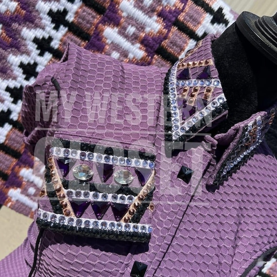 Purple Western Show Shirt with Matching Pad: Preciosa Crystals