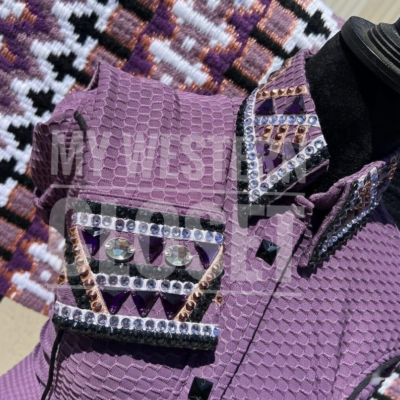 Purple Western Show Shirt with Matching Pad: Preciosa Crystals image 1