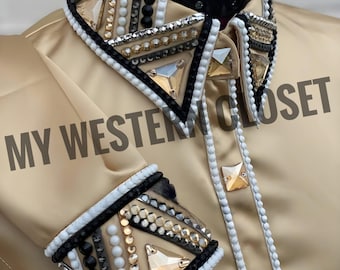 Gold western wedstrijdshirt: Horsemanship Rail-jack voor dames