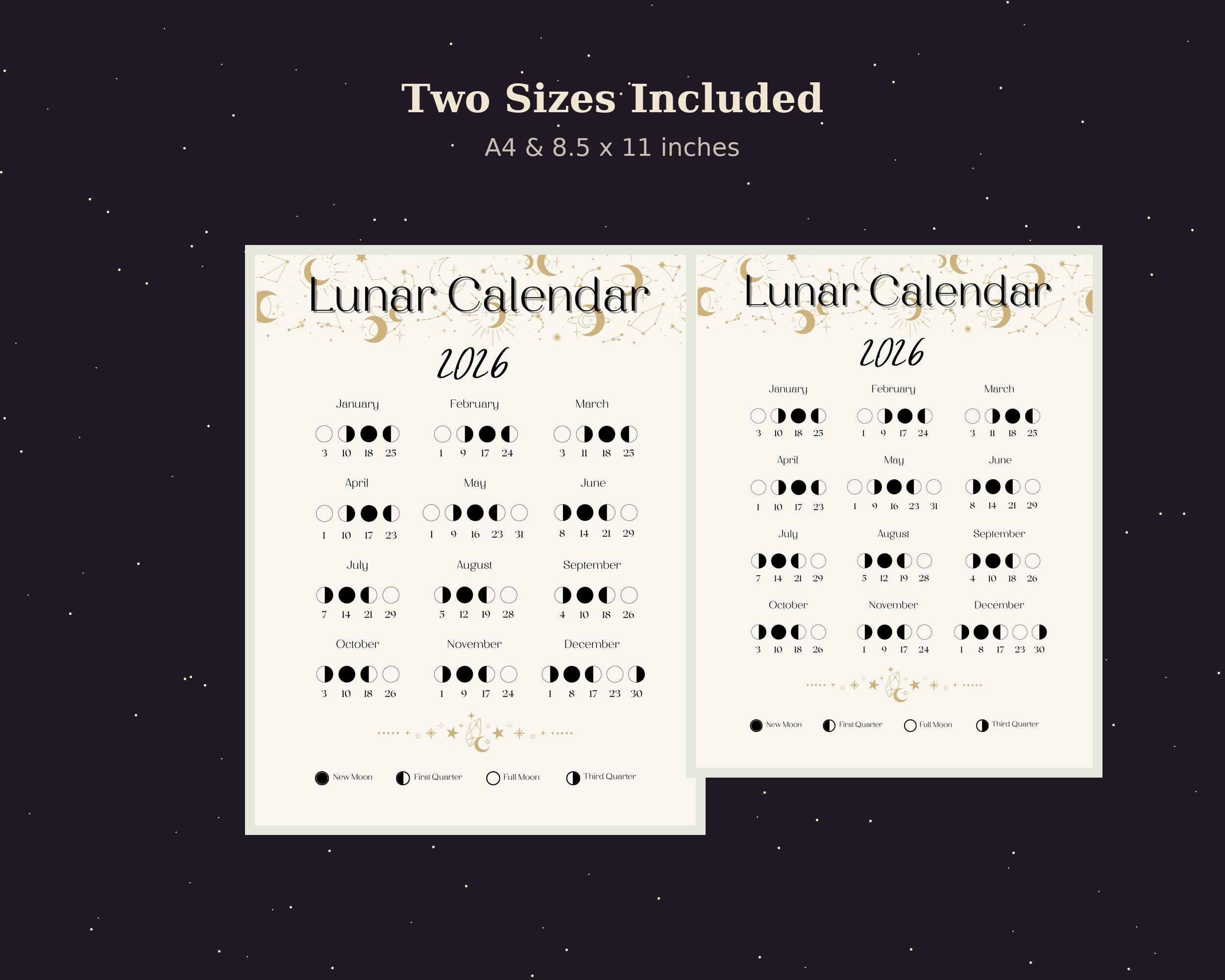 Lunar Calendar Moon Calendar 2026 Lunar Calendar Moon Phases Moon