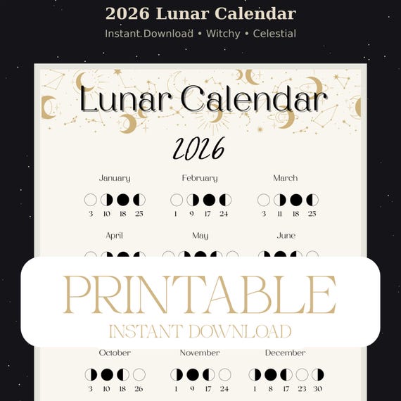 Lunar Calendar Moon Calendar 2026 Lunar Calendar Moon Phases Moon