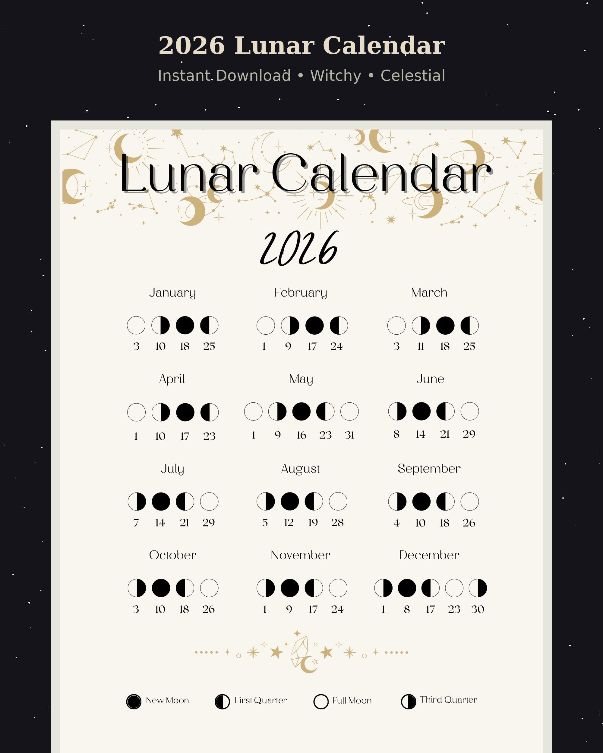 2026TYPE-MOONカレンダー 2026 Calendar 卓上 ルナ ポケットカレンダー メモ付 カレンダー2026年