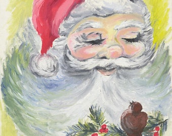 Santa Claus Giclee Painting on Canvas named Heart Song by Artist Theresa