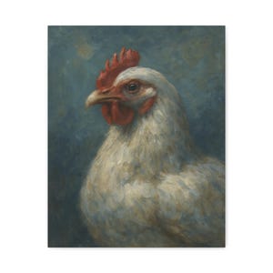 Rustikales Huhn Kunst Leinwanddruck, Bauernhaus Wanddekoration, Huhn Kunstwerk, Landhaus Küche Dekor, Geschenk für Tierliebhaber