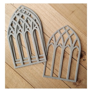Set of 4 Chipboard Gothic Cathedral Medevial Window Die Cuts