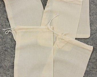 Set of 5 Drawstring Muslin Tea Bags Great for Junk Journals Mini Albums and Loose Tea!