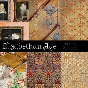 DIGITAL Elizabethan Age Journal Paper Collection, Printable, Instant Download, 6 Designs