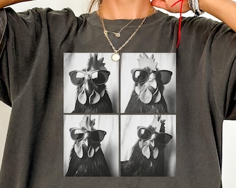 Funny Chicken Photobooth Comfort Colors Tee: Farm Life Graphic T-Shirt