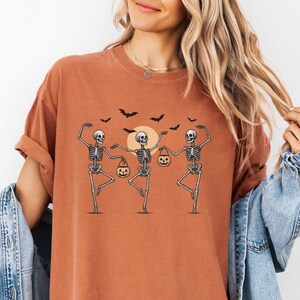 Dancing Skeletons Comfort Colors Shirt: Retro Halloween Tee
