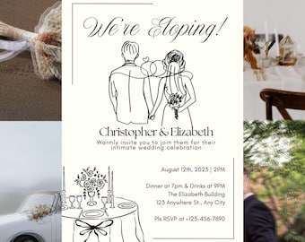 Minimalist Elopement Invitation Template: Black & White Wedding Invite (Digital Download, 5x7" PDF)