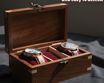 Handmade Solid Wood Watch Box for Men | Luxury Wooden Watch Organizer with Cushions, 1–12 Slot Gift Box for Him, Jewelry Storage