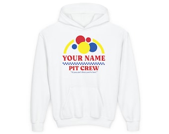 Custom Youth Pit Crew Hoodie, Personalized Kids Racing Hooded Sweatshirt, Race Car Birthday Youth Hoodie, Custom Name Racing Team Apparel