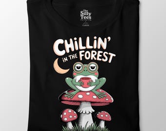 Frog on Mushroom T-Shirt: Cottagecore Forest Tee