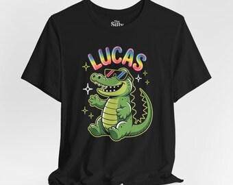 Personalized Alligator Kids T-Shirt, Custom Name Dino Tee