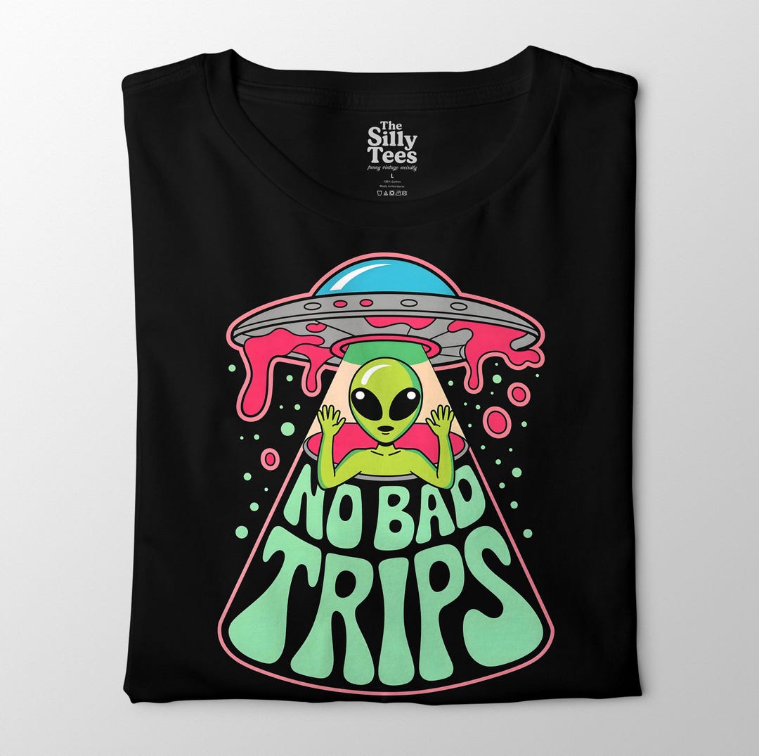 Psychedelic Alien Graphic Tee: Funny Trippy UFO Shirt - Etsy