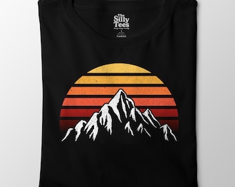 Retro Sunset Mountain, Vintage Hiking Graphic Tee, Nature Lover Shirt, Adventure Shirt