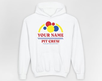 Custom Youth Pit Crew Hoodie, Personalized Kids Racing Hooded Sweatshirt, Race Car Birthday Youth Hoodie, Custom Name Racing Team Apparel