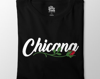 チカーナシャツ、ラティーナエンパワーメントローズTシャツ、メキシコ系アメリカ人プライドグラフィックTシャツ