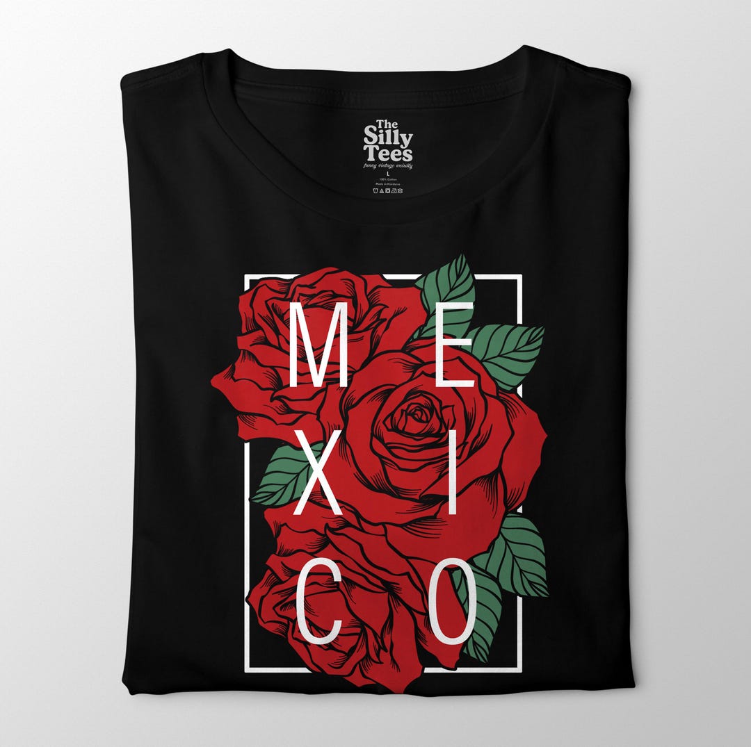 Red Roses Mx Mexico Vertical Rose Shirt, Modern Floral Mexican Pride T-shirt, Red ...