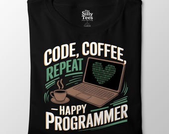 Code Coffee Repeat Shirt: Funny Programmer Gift Tee