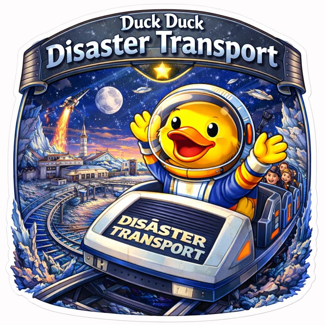 Duck Duck Disaster Transport Roller Coaster Sticker | Ohio Amusement ...