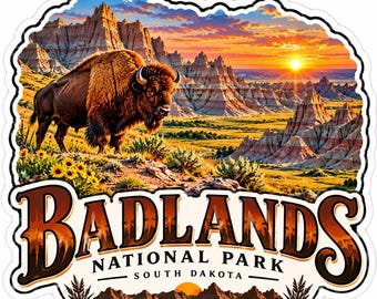 Badlands National Park Sticker – South Dakota Bison Western Road Trip Souvenir Decal 3 inch