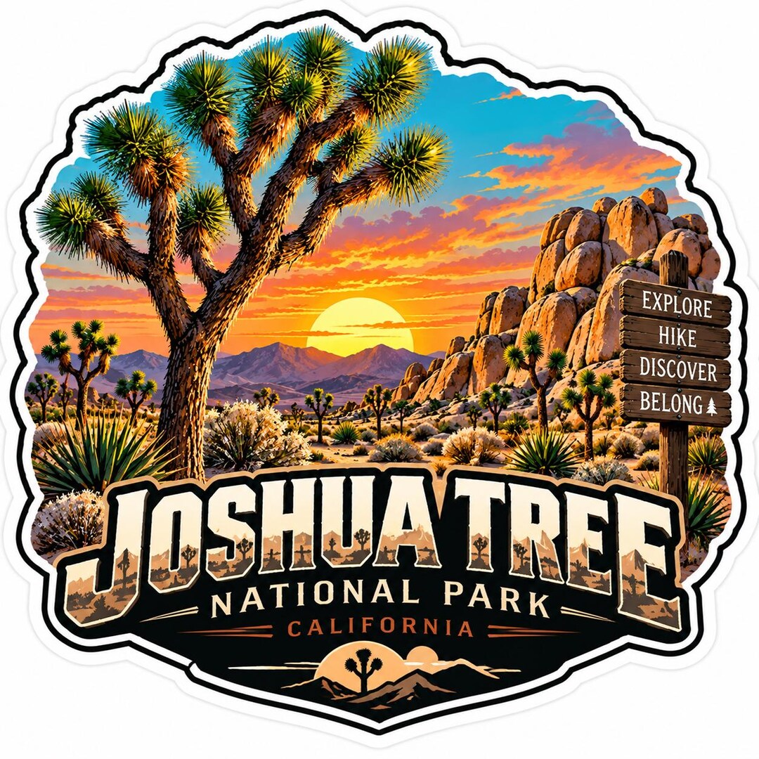 Adesivo Del Parco Nazionale Di Joshua Tree Souvenir Di Viaggio Nel Adesivo Del Parco Nazionale Di Joshua Tree Souvenir Di Viaggio Nel
