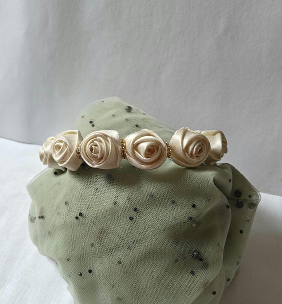 Elegant Floral Ivory Headband Twine and Love | Ivory Beaded Knot Headband | Handcrafted  main image 4
