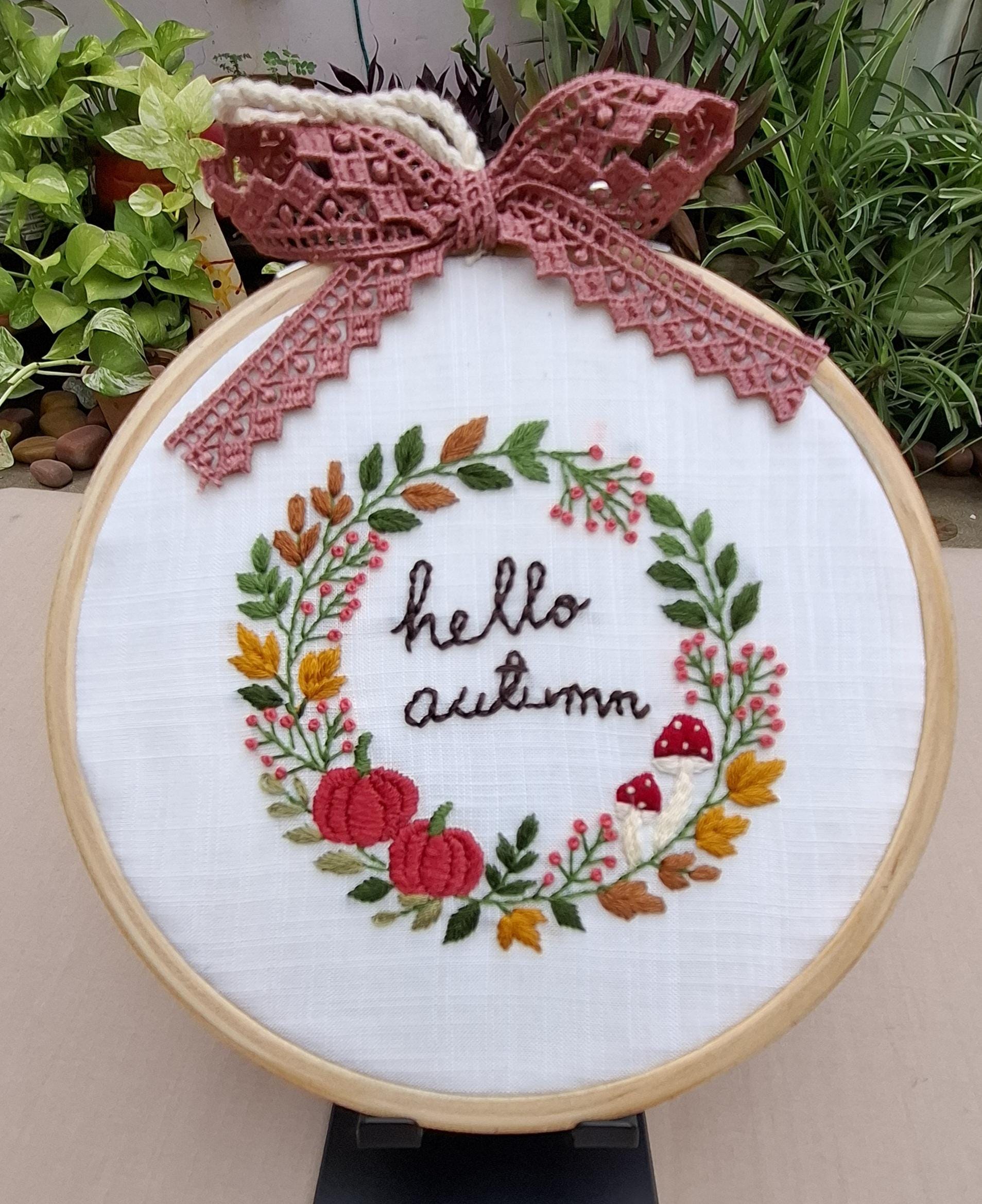 ハンドメイド手刺繍 刺しゅうフレーム きのこのリース | KUKLADOM.RU