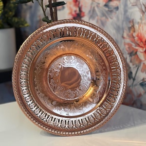 Vintage Intricately Detailed Copper Serving Platter