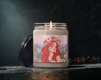 Among the Mountains Candle | Floral Crown Portrait | Pastel PNW Art Soy Candle
