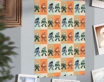 Retro Sasquatch Pattern Unframed Print | Pop Art Bigfoot Wall Art