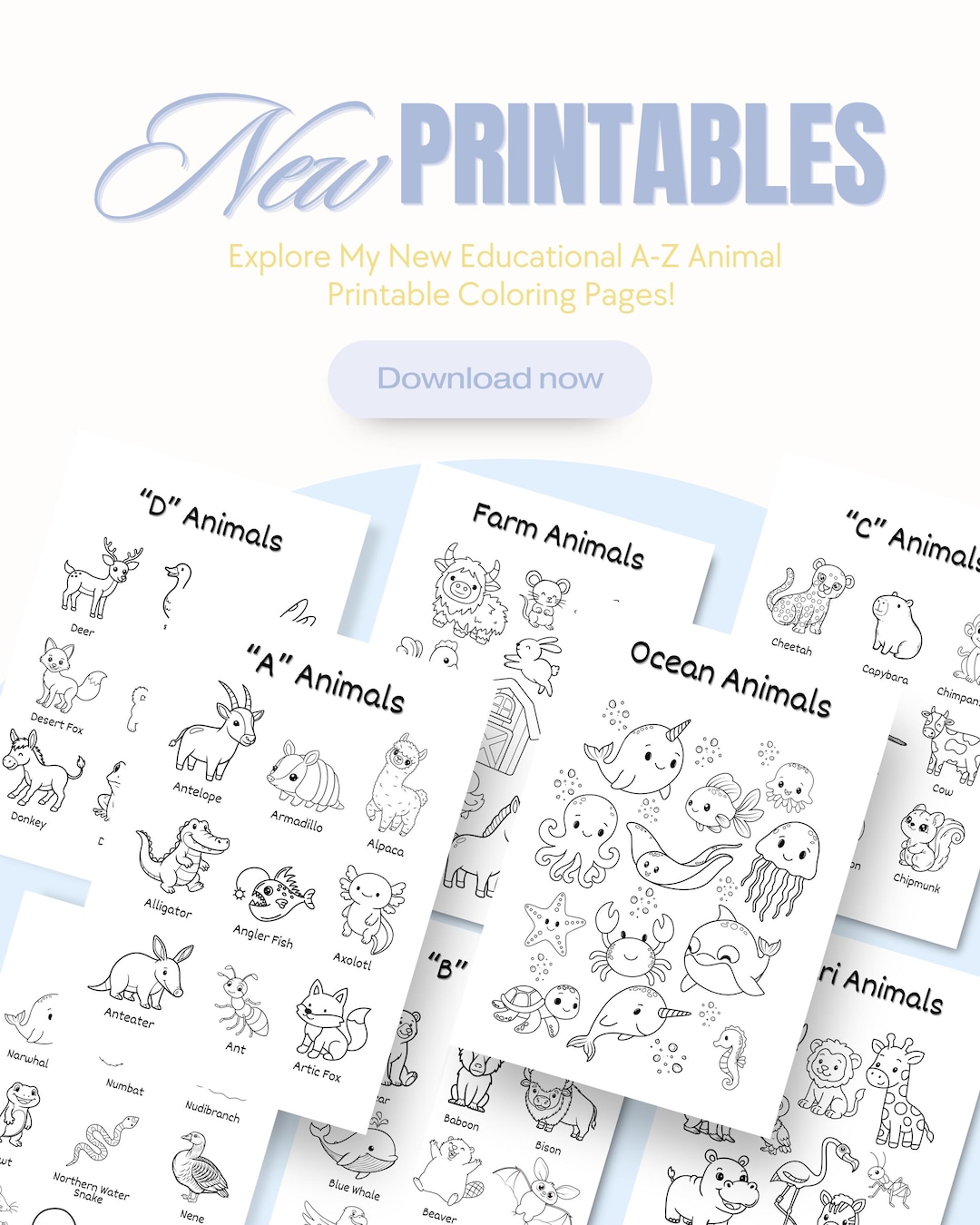 A-Z Animal Alphabet Coloring Pages for Kids | Educational Printable ...