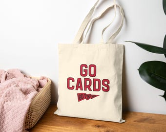 Go Cards Tote Bag | College Sports pennant, Red varsity lettering