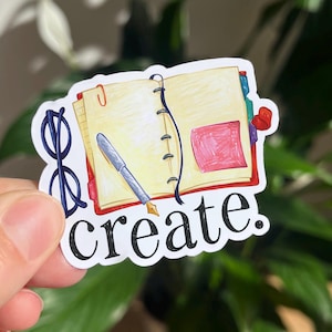 Create Notebook Sketchbook Journal Matte Sticker, Illustrated Vinyl Decal
