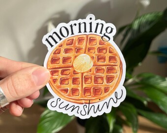 Morning Sunshine Matte Sticker, Illustrated Waffle Vinyl Decal