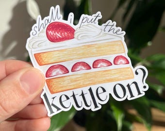 Adesivo in vinile per torta "Dovrei mettere il bollitore sulla torta", adesivo illustrato per laptop
